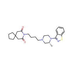 C[C@@H]1CN(CCCCN2C(=O)CC3(CCCC3)CC2=O)CCN1c1nsc2ccccc12 ZINC000027199892