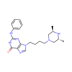 C[C@@H]1CN(CCCCn2cnc3c(=O)[nH]c(Nc4ccccc4)nc32)C[C@@H](C)N1 ZINC000022933677