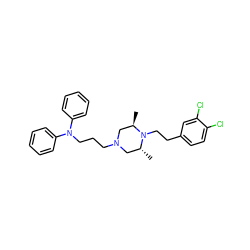 C[C@@H]1CN(CCCN(c2ccccc2)c2ccccc2)C[C@@H](C)N1CCc1ccc(Cl)c(Cl)c1 ZINC000026578013