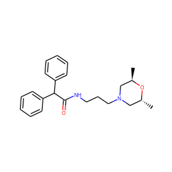 C[C@@H]1CN(CCCNC(=O)C(c2ccccc2)c2ccccc2)C[C@@H](C)O1 ZINC000013755519