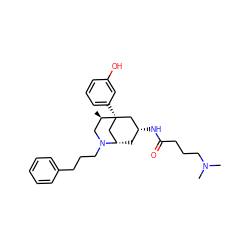 C[C@@H]1CN(CCCc2ccccc2)[C@H]2C[C@@H](NC(=O)CCCN(C)C)C[C@@]1(c1cccc(O)c1)C2 ZINC000253640572