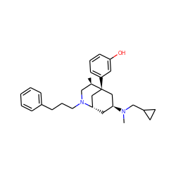 C[C@@H]1CN(CCCc2ccccc2)[C@H]2C[C@H](N(C)CC3CC3)C[C@]1(c1cccc(O)c1)C2 ZINC000103292743