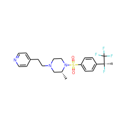 C[C@@H]1CN(CCc2ccncc2)CCN1S(=O)(=O)c1ccc([C@](C)(F)C(F)(F)F)cc1 ZINC000040423546