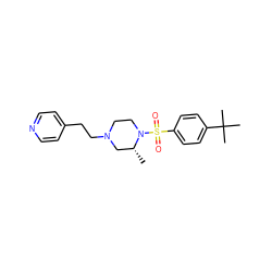 C[C@@H]1CN(CCc2ccncc2)CCN1S(=O)(=O)c1ccc(C(C)(C)C)cc1 ZINC000040898467