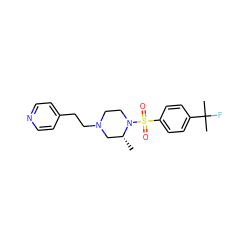 C[C@@H]1CN(CCc2ccncc2)CCN1S(=O)(=O)c1ccc(C(C)(C)F)cc1 ZINC000040898000