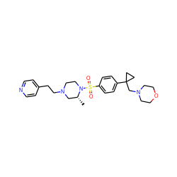 C[C@@H]1CN(CCc2ccncc2)CCN1S(=O)(=O)c1ccc(C2(CN3CCOCC3)CC2)cc1 ZINC000040950615