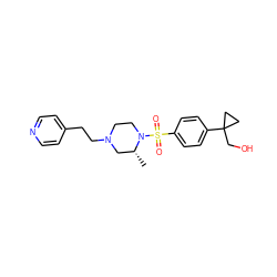 C[C@@H]1CN(CCc2ccncc2)CCN1S(=O)(=O)c1ccc(C2(CO)CC2)cc1 ZINC000045497520