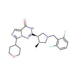 C[C@@H]1CN(Cc2c(F)cccc2F)C[C@@H]1c1nn2c(C3CCOCC3)ncc2c(=O)[nH]1 ZINC000205445408