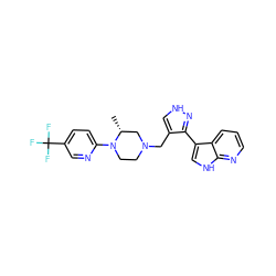 C[C@@H]1CN(Cc2c[nH]nc2-c2c[nH]c3ncccc23)CCN1c1ccc(C(F)(F)F)cn1 ZINC000115169413