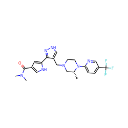 C[C@@H]1CN(Cc2c[nH]nc2-c2cc(C(=O)N(C)C)c[nH]2)CCN1c1ccc(C(F)(F)F)cn1 ZINC000115170246