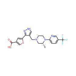 C[C@@H]1CN(Cc2c[nH]nc2-c2cc(C(=O)O)co2)CCN1c1ccc(C(F)(F)F)cn1 ZINC000115165933