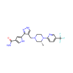 C[C@@H]1CN(Cc2c[nH]nc2-c2cc(C(N)=O)c[nH]2)CCN1c1ccc(C(F)(F)F)cn1 ZINC000115169034