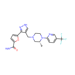 C[C@@H]1CN(Cc2c[nH]nc2-c2ccc(C(N)=O)o2)CCN1c1ccc(C(F)(F)F)cn1 ZINC000115167226