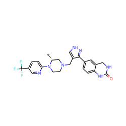 C[C@@H]1CN(Cc2c[nH]nc2-c2ccc3c(c2)CNC(=O)N3)CCN1c1ccc(C(F)(F)F)cn1 ZINC000148685071