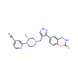 C[C@@H]1CN(Cc2c[nH]nc2-c2ccc3c(c2)CNC(=O)O3)CCN1c1cc(C#N)ccn1 ZINC000148772200