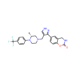 C[C@@H]1CN(Cc2c[nH]nc2-c2ccc3c(c2)CNC(=O)O3)CCN1c1ccc(C(F)(F)F)cc1 ZINC000148687534