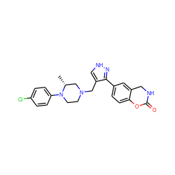 C[C@@H]1CN(Cc2c[nH]nc2-c2ccc3c(c2)CNC(=O)O3)CCN1c1ccc(Cl)cc1 ZINC000148791335