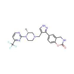 C[C@@H]1CN(Cc2c[nH]nc2-c2ccc3c(c2)CNC(=O)O3)CCN1c1nccc(C(F)(F)F)n1 ZINC000148732186