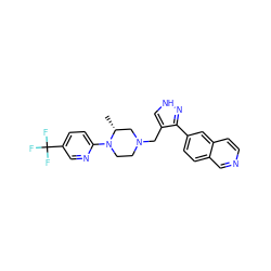 C[C@@H]1CN(Cc2c[nH]nc2-c2ccc3cnccc3c2)CCN1c1ccc(C(F)(F)F)cn1 ZINC000115169970