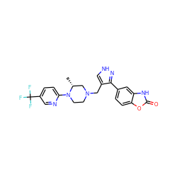 C[C@@H]1CN(Cc2c[nH]nc2-c2ccc3oc(=O)[nH]c3c2)CCN1c1ccc(C(F)(F)F)cn1 ZINC000148793205