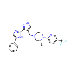 C[C@@H]1CN(Cc2c[nH]nc2-c2ncc(-c3ccccc3)[nH]2)CCN1c1ccc(C(F)(F)F)cn1 ZINC000115172848