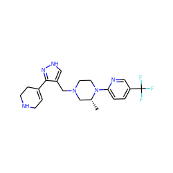 C[C@@H]1CN(Cc2c[nH]nc2C2=CCNCC2)CCN1c1ccc(C(F)(F)F)cn1 ZINC000115171400