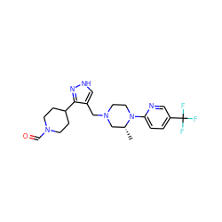 C[C@@H]1CN(Cc2c[nH]nc2C2CCN(C=O)CC2)CCN1c1ccc(C(F)(F)F)cn1 ZINC000115170076