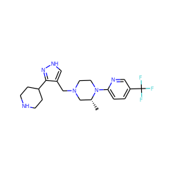 C[C@@H]1CN(Cc2c[nH]nc2C2CCNCC2)CCN1c1ccc(C(F)(F)F)cn1 ZINC000115173554