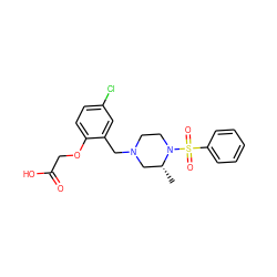 C[C@@H]1CN(Cc2cc(Cl)ccc2OCC(=O)O)CCN1S(=O)(=O)c1ccccc1 ZINC000066114593