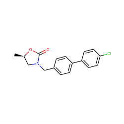 C[C@@H]1CN(Cc2ccc(-c3ccc(Cl)cc3)cc2)C(=O)O1 ZINC000045484325