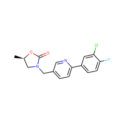 C[C@@H]1CN(Cc2ccc(-c3ccc(F)c(Cl)c3)nc2)C(=O)O1 ZINC000040937067