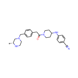 C[C@@H]1CN(Cc2ccc(CC(=O)N3CCC(Nc4ccc(C#N)cc4)CC3)cc2)CCN1 ZINC000034849833