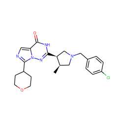 C[C@@H]1CN(Cc2ccc(Cl)cc2)C[C@@H]1c1nn2c(C3CCOCC3)ncc2c(=O)[nH]1 ZINC000205450804