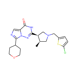 C[C@@H]1CN(Cc2ccc(Cl)s2)C[C@@H]1c1nn2c(C3CCOCC3)ncc2c(=O)[nH]1 ZINC000205455967