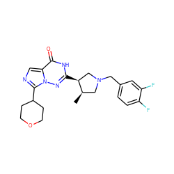 C[C@@H]1CN(Cc2ccc(F)c(F)c2)C[C@@H]1c1nn2c(C3CCOCC3)ncc2c(=O)[nH]1 ZINC000205450749