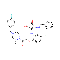 C[C@@H]1CN(Cc2ccc(F)cc2)CCN1C(=O)COc1ccc(Cl)cc1Nc1c(NCc2ccccc2)c(=O)c1=O ZINC000101127210