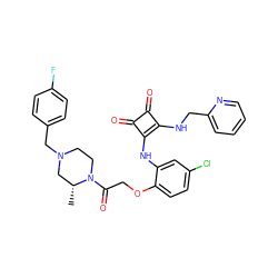 C[C@@H]1CN(Cc2ccc(F)cc2)CCN1C(=O)COc1ccc(Cl)cc1Nc1c(NCc2ccccn2)c(=O)c1=O ZINC000100069709