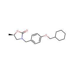 C[C@@H]1CN(Cc2ccc(OCC3CCCCC3)cc2)C(=O)O1 ZINC000040981085