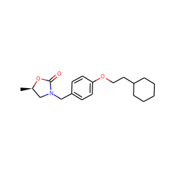 C[C@@H]1CN(Cc2ccc(OCCC3CCCCC3)cc2)C(=O)O1 ZINC000040833710