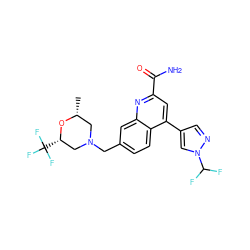 C[C@@H]1CN(Cc2ccc3c(-c4cnn(C(F)F)c4)cc(C(N)=O)nc3c2)C[C@H](C(F)(F)F)O1 ZINC000221619526