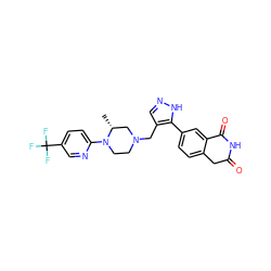 C[C@@H]1CN(Cc2cn[nH]c2-c2ccc3c(c2)C(=O)NC(=O)C3)CCN1c1ccc(C(F)(F)F)cn1 ZINC000144000974