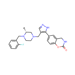 C[C@@H]1CN(Cc2cn[nH]c2-c2ccc3c(c2)CNC(=O)O3)CCN1Cc1ccccc1F ZINC000143868484