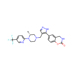 C[C@@H]1CN(Cc2cn[nH]c2-c2ccc3c(c2)CNC(=O)O3)CCN1c1ccc(C(F)(F)F)cn1 ZINC000144069190