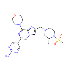 C[C@@H]1CN(Cc2cn3cc(-c4cnc(N)nc4)nc(N4CCOCC4)c3n2)CCN1S(C)(=O)=O ZINC000084688598