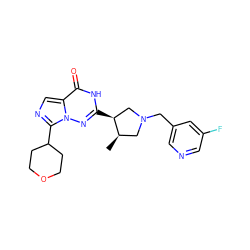 C[C@@H]1CN(Cc2cncc(F)c2)C[C@@H]1c1nn2c(C3CCOCC3)ncc2c(=O)[nH]1 ZINC000142556225