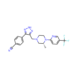 C[C@@H]1CN(Cc2n[nH]nc2-c2ccc(C#N)cc2)CCN1c1ccc(C(F)(F)F)cn1 ZINC000115173998