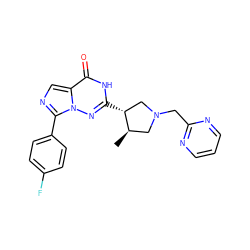 C[C@@H]1CN(Cc2ncccn2)C[C@H]1c1nn2c(-c3ccc(F)cc3)ncc2c(=O)[nH]1 ZINC000205441122