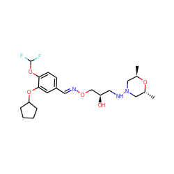 C[C@@H]1CN(NC[C@@H](O)CO/N=C/c2ccc(OC(F)F)c(OC3CCCC3)c2)C[C@@H](C)O1 ZINC000473134884