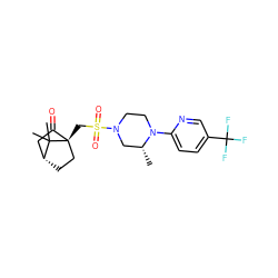 C[C@@H]1CN(S(=O)(=O)C[C@]23CC[C@H](CC2=O)C3(C)C)CCN1c1ccc(C(F)(F)F)cn1 ZINC000040392513