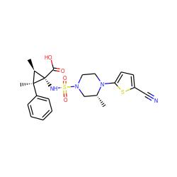 C[C@@H]1CN(S(=O)(=O)N[C@@]2(C(=O)O)[C@H](C)[C@]2(C)c2ccccc2)CCN1c1ccc(C#N)s1 ZINC000071318373